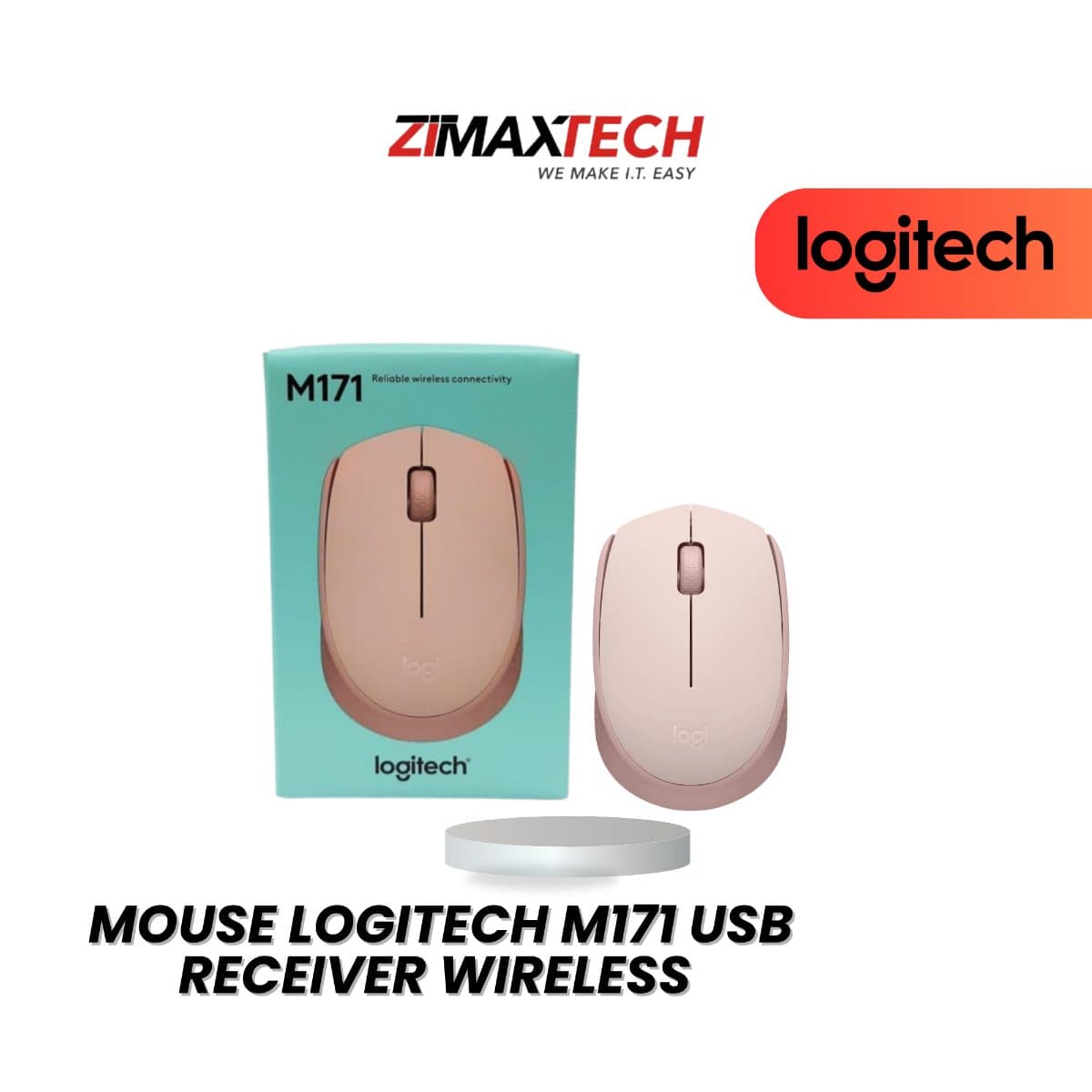 LOGITECH M171 WIRELESS MOUSE WITH USB RECEIVER, ROSE, AND 1 YEAR WARRANTY