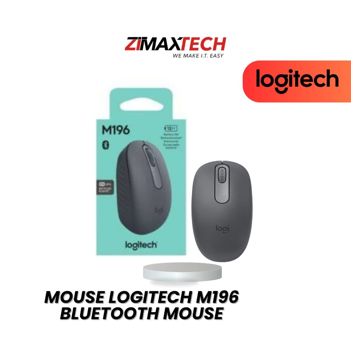 LOGITECH M196 BLUETOOTH WIRELESS MOUSE, GRAPHITE, AND 2 YEARS WARRANTY