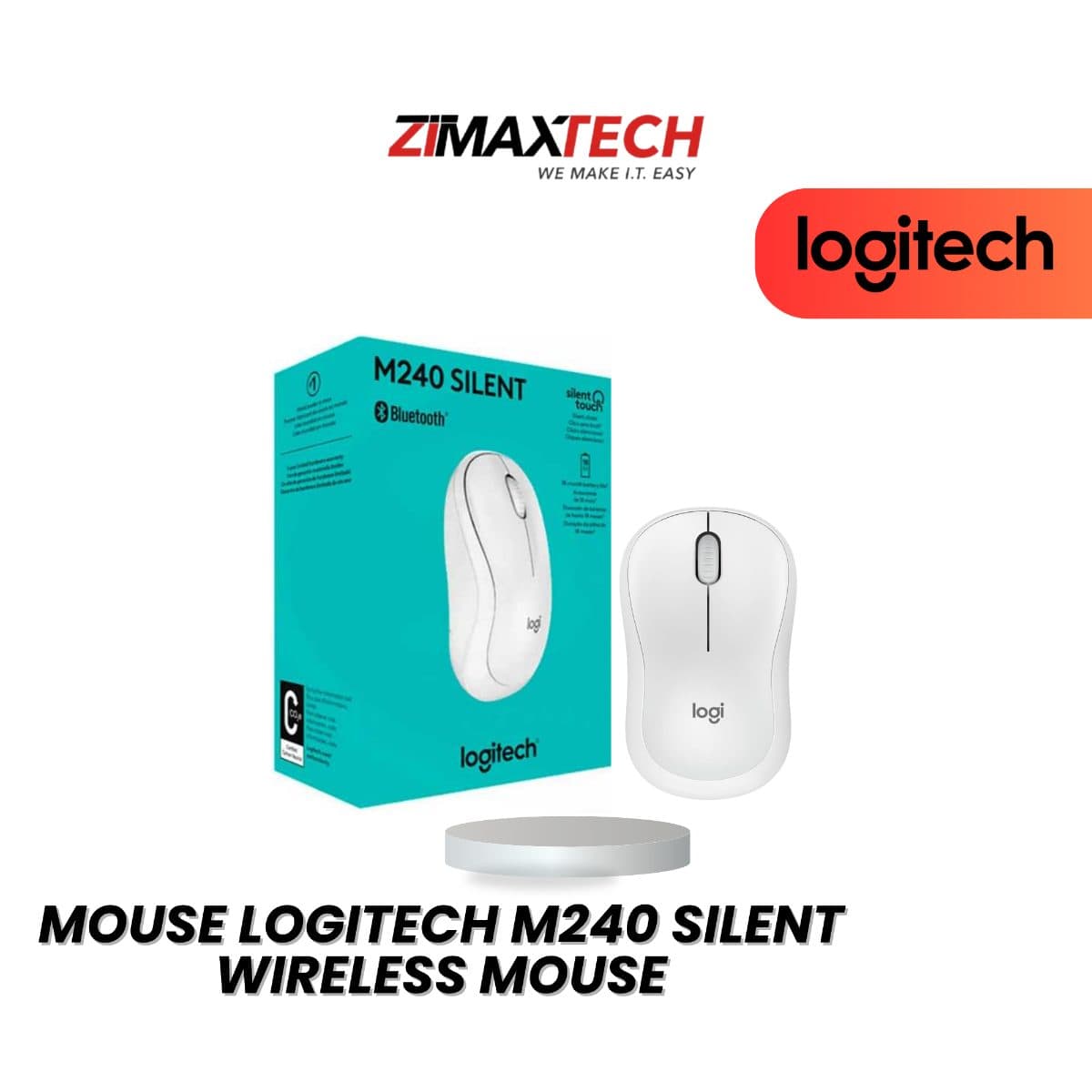 LOGITECH M240 SILENT WIRELESS MOUSE WITH BT CONNECTION, OFF-WHITE, AND 1 YEAR WARRANTY