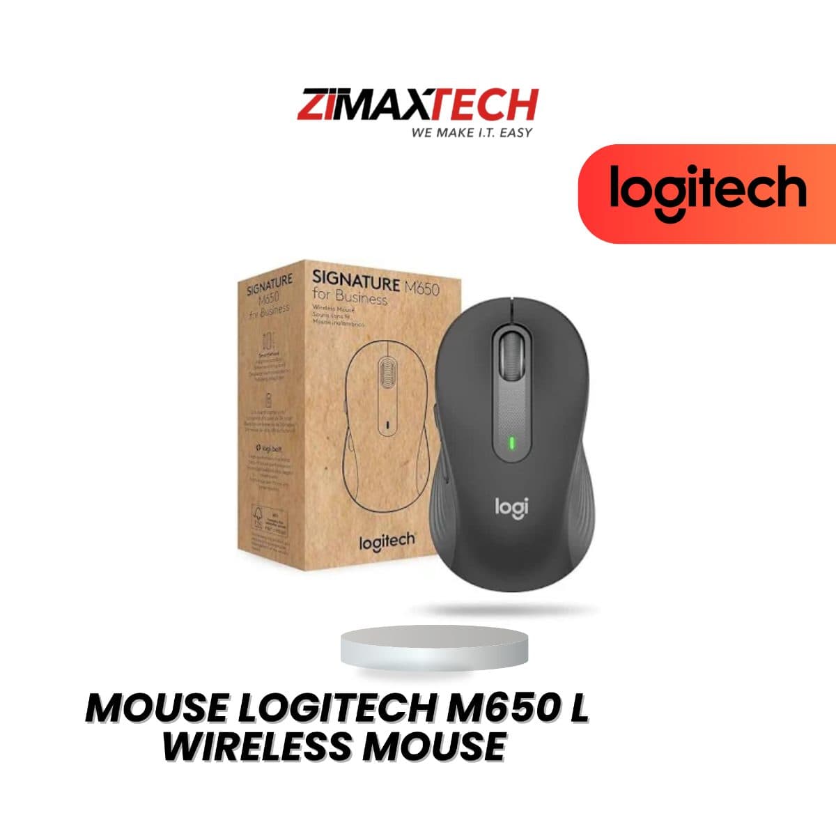 LOGITECH M650 L WIRELESS MOUSE WITH BT & USB RECEIVER, GRAPHITE, AND 1 YEAR WARRANTY
