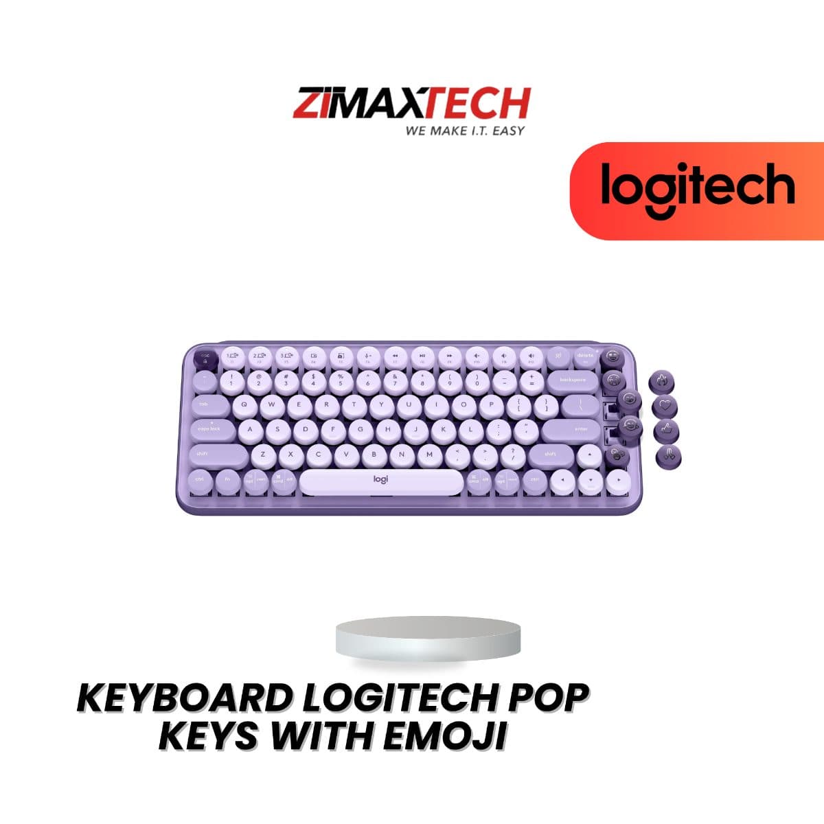 LOGITECH POP KEYS WIRELESS KEYBOARD WITH EMOJI KEYS, BT CONNECTION, LILAC, AND 2 YEARS WARRANTY