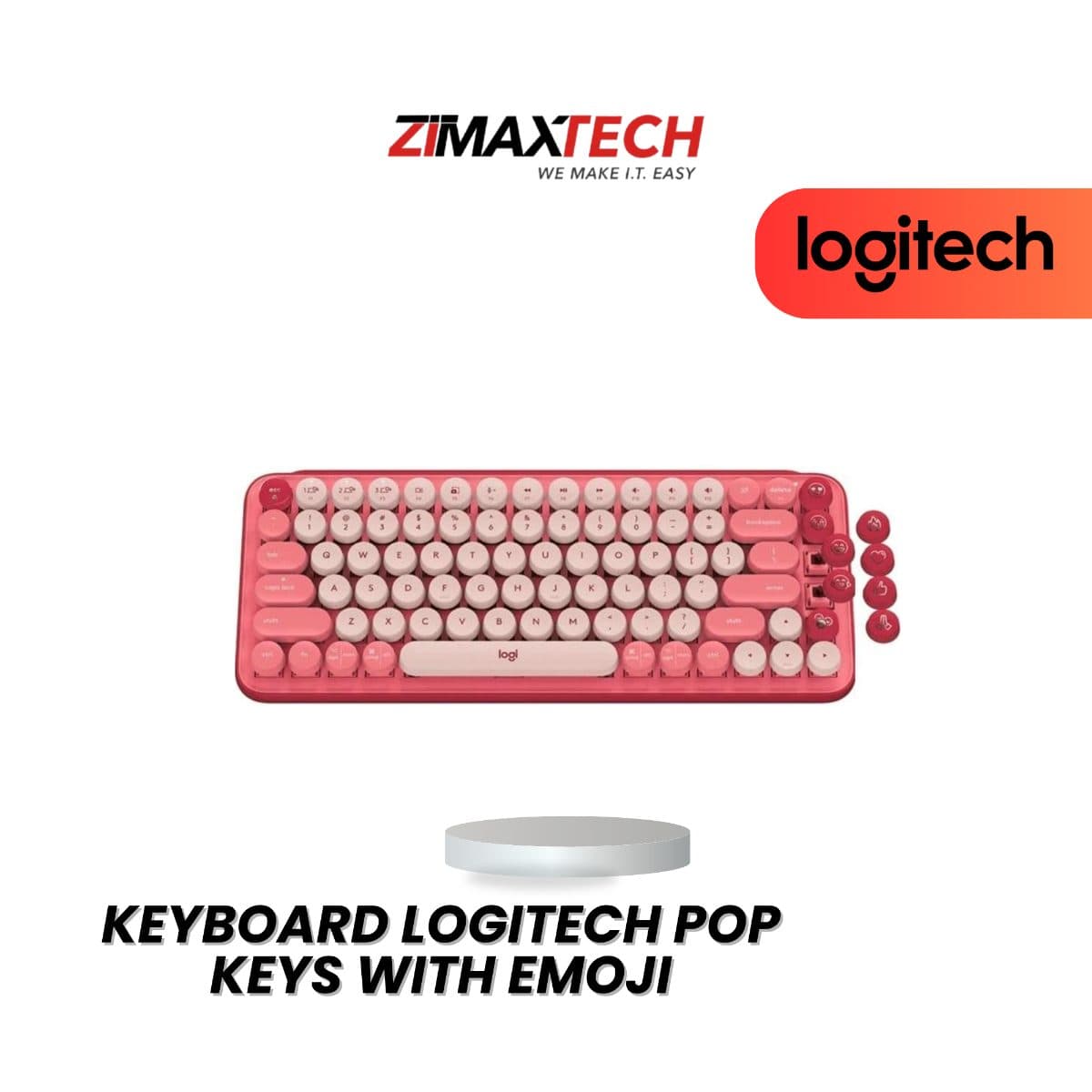 LOGITECH POP KEYS WIRELESS KEYBOARD WITH EMOJI KEYS, BT CONNECTION, ROSE, AND 2 YEARS WARRANTY