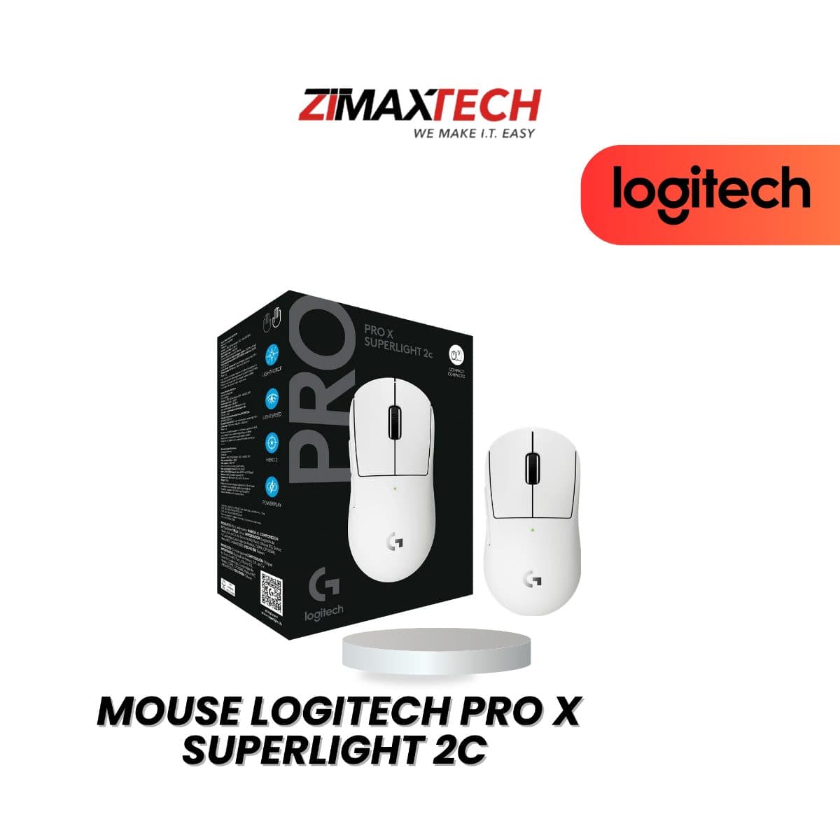 LOGITECH PRO X SUPERLIGHT 2C WIRELESS GAMING MOUSE WITH 44000 DPI, 95H BATTERY LIFE, WHITE, AND 2 YEARS WARRANTY