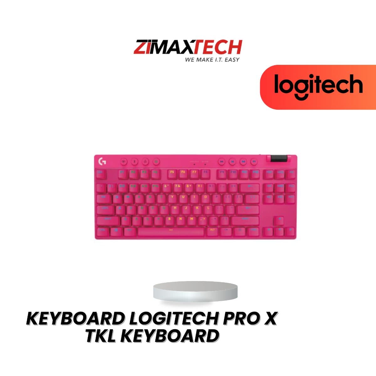 LOGITECH PRO X TKL WIRELESS GAMING KEYBOARD WITH USB RECEIVER, ENGLISH TACTILE SWITCH, MAGENTA PINK, AND 2 YEARS WARRANTY