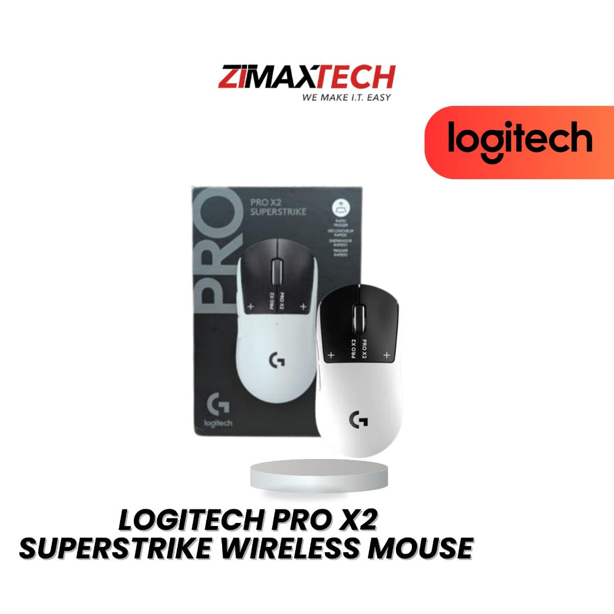 LOGITECH PRO X2 SUPERSTRIKE WIRELESS GAMING MOUSE WITH HAPTIC INDUCTIVE TRIGGER, 44000 DPI, 8000HZ POLLING RATE, WHITE, AND 2 YEARS WARRANTY