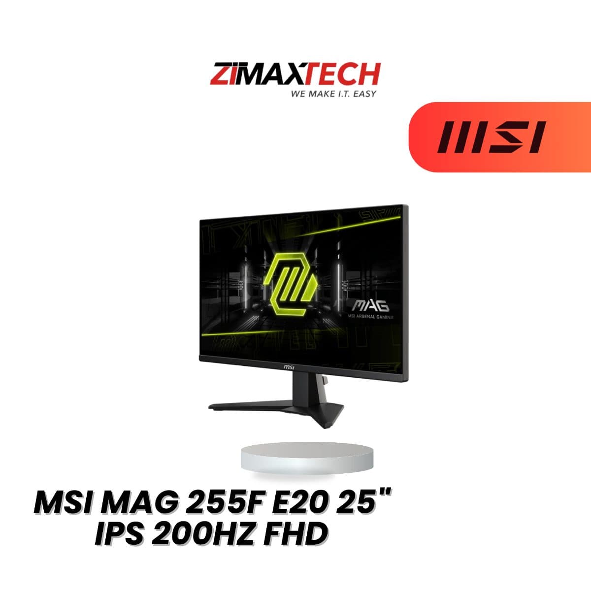 MSI MAG 255F E20 25-INCH FHD IPS GAMING MONITOR WITH 200HZ, 0.05MS GTG, HDMI 2.0, DP 1.2, AND 3 YEARS WARRANTY