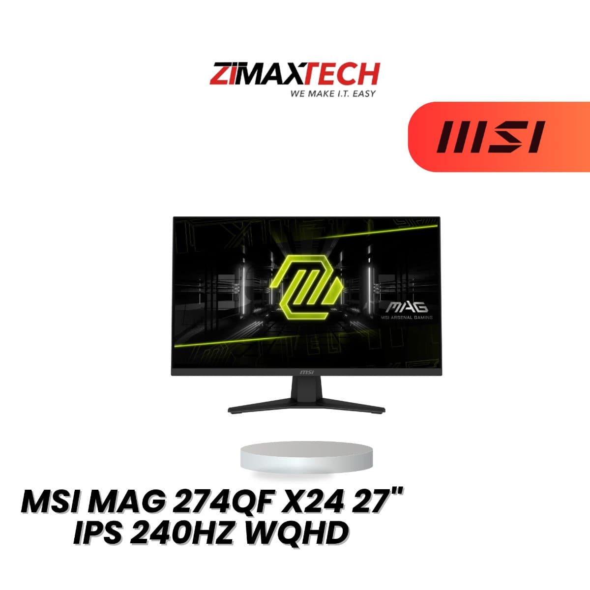 MSI MAG 274QF X24 27-INCH WQHD IPS 240HZ GAMING MONITOR WITH 0.05MS GTG AND 3 YEARS WARRANTY