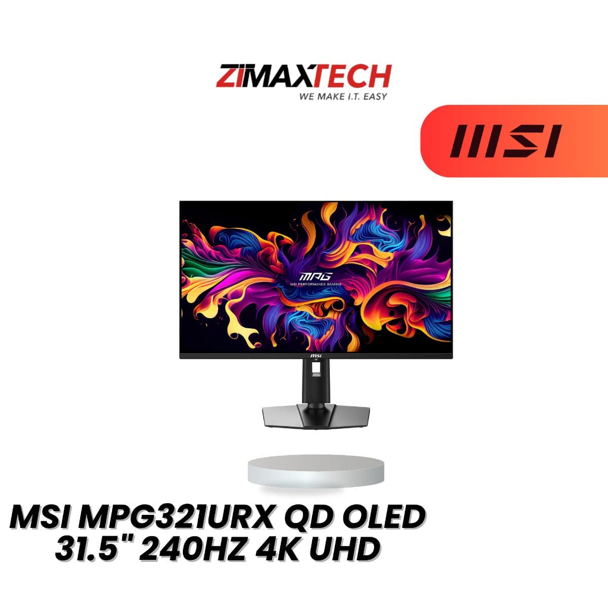 MSI MPG321URX QD-OLED 31.5-INCH 4K UHD 240HZ GAMING MONITOR WITH 0.03MS GTG AND 3 YEARS BURN-IN WARRANTY