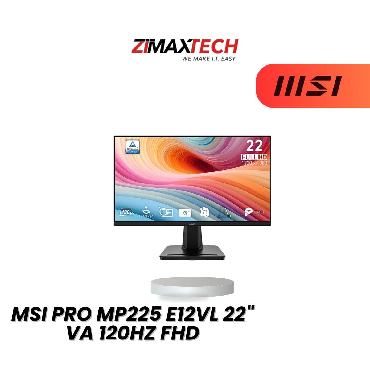 MSI PRO MP225 E12VL 22-INCH FHD VA 120HZ MONITOR WITH 4MS GTG, HDMI, VGA, AND 3 YEARS WARRANTY