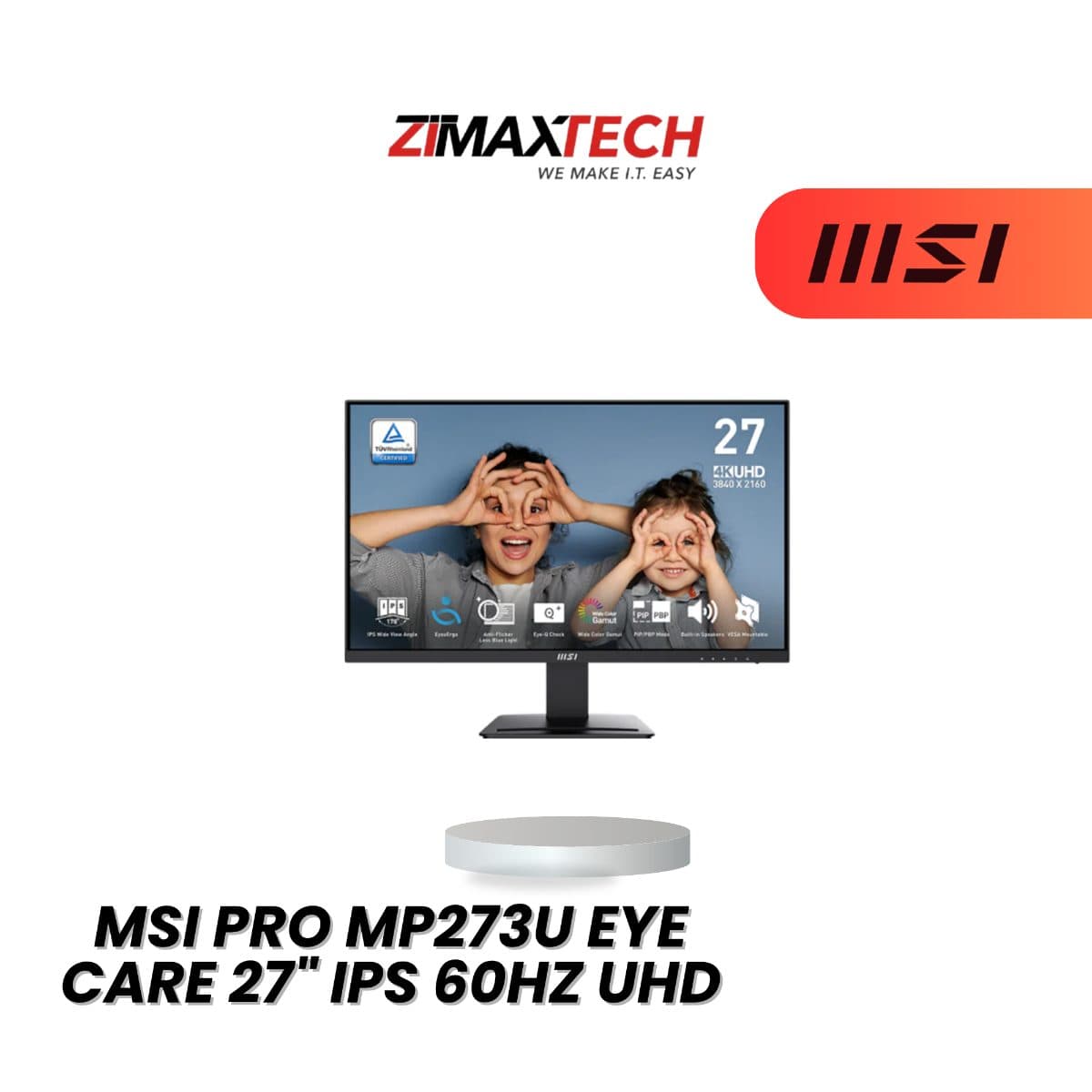 MSI PRO MP273U 27-INCH 4K UHD IPS MONITOR WITH SPEAKER, HDMI, DP, AND 3 YEARS WARRANTY