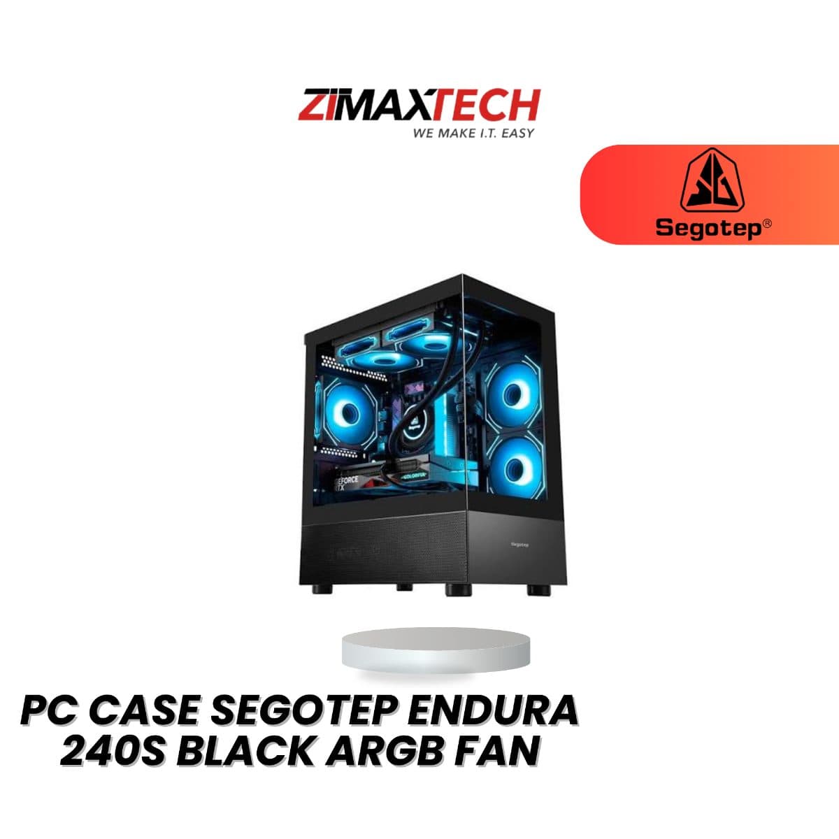 SEGOTEP ENDURA 240S BLACK MATX PC CASE WITH 3 X 120MM ARGB FANS AND 1 YEAR WARRANTY