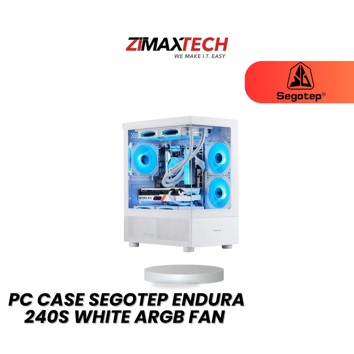 SEGOTEP ENDURA 240S WHITE MATX PC CASE WITH 3 X 120MM ARGB FANS AND 1 YEAR WARRANTY