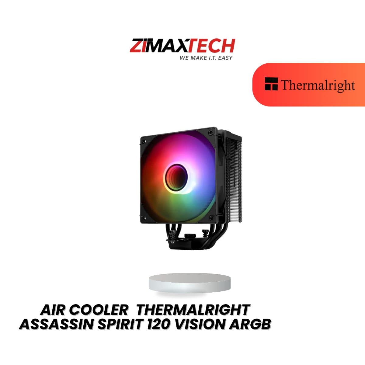 THERMALRIGHT ASSASSIN SPIRIT 120 VISION ARGB BLACK AIR COOLER WITH 3 YEARS WARRANTY