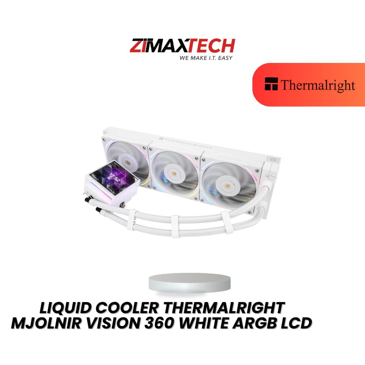 THERMALRIGHT MJOLNIR VISION 360 ARGB LCD WHITE 360MM LIQUID COOLER WITH 5 YEARS WARRANTY