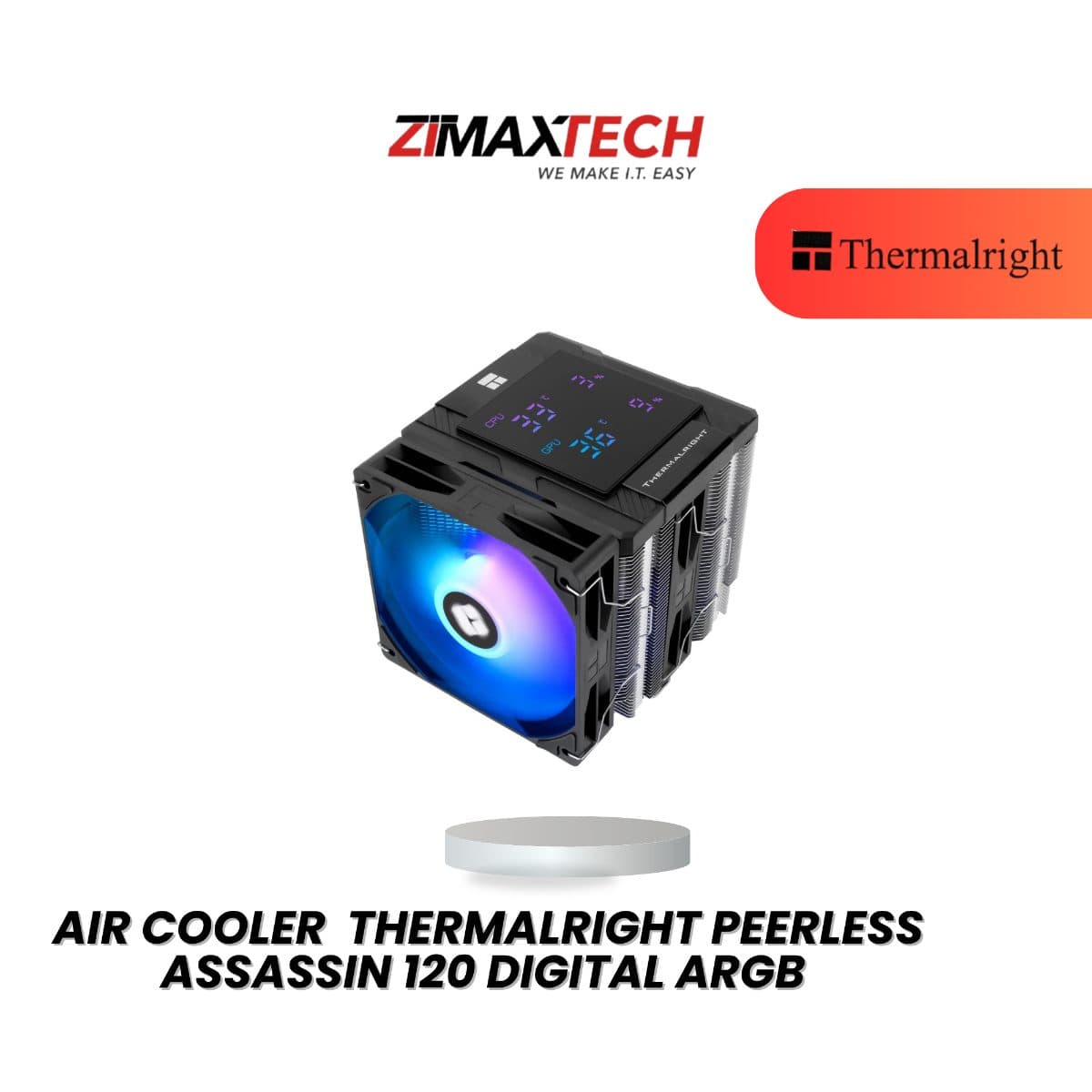 THERMALRIGHT PEERLESS ASSASSIN 120 DIGITAL ARGB BLACK AIR COOLER WITH 3 YEARS WARRANTY