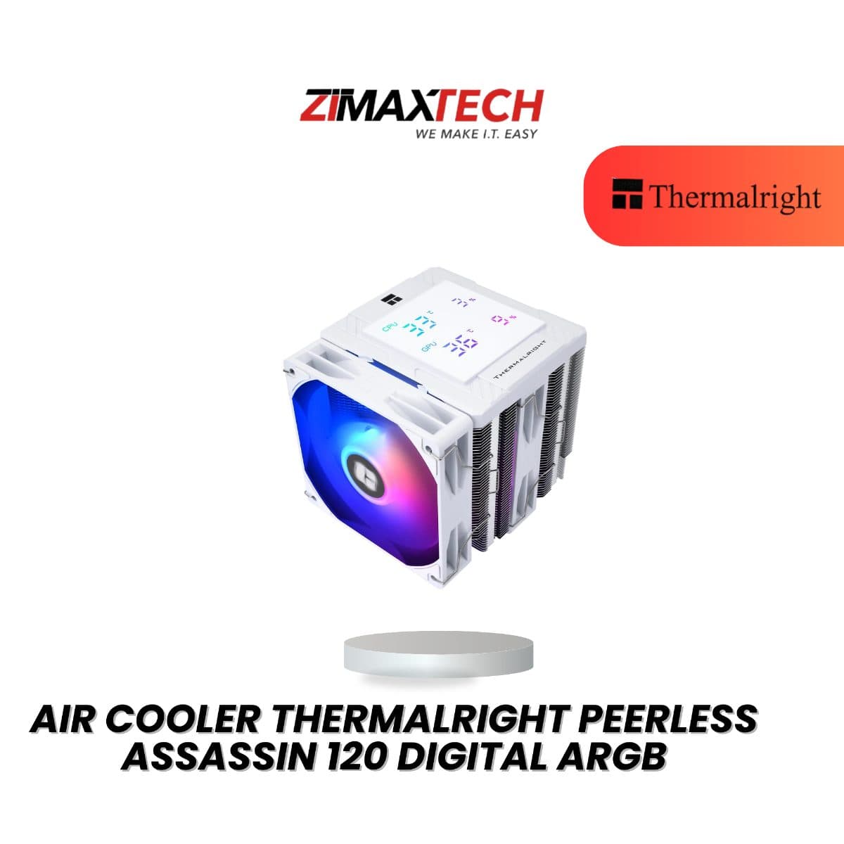 THERMALRIGHT PEERLESS ASSASSIN 120 DIGITAL ARGB WHITE AIR COOLER WITH 3 YEARS WARRANTY