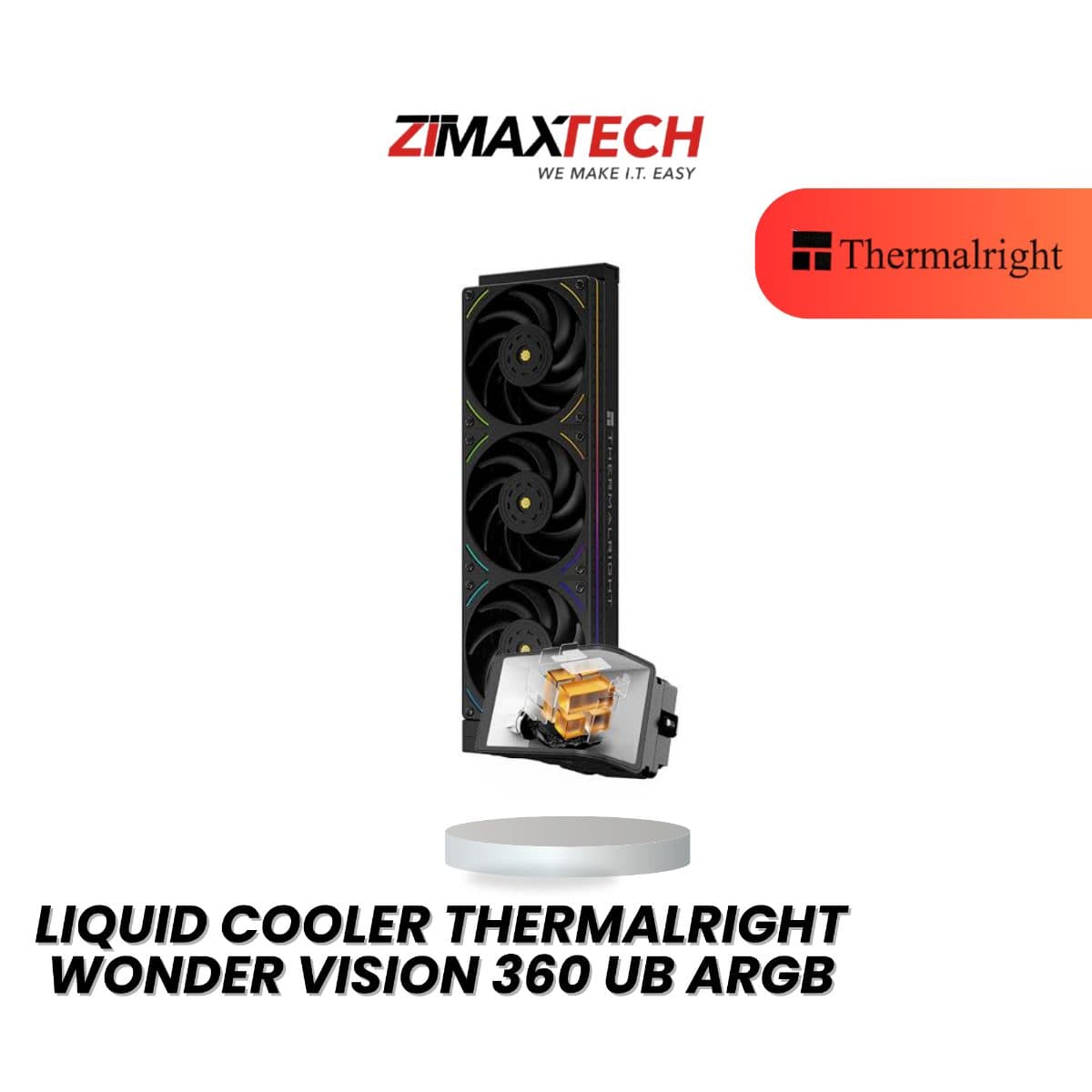 THERMALRIGHT WONDER VISION 360 UB ARGB BLACK 360MM LIQUID COOLER WITH 5 YEARS WARRANTY