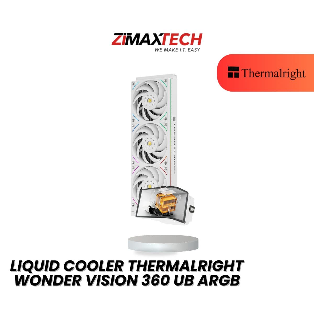 THERMALRIGHT WONDER VISION 360 UB ARGB WHITE 360MM LIQUID COOLER WITH 5 YEARS WARRANTY