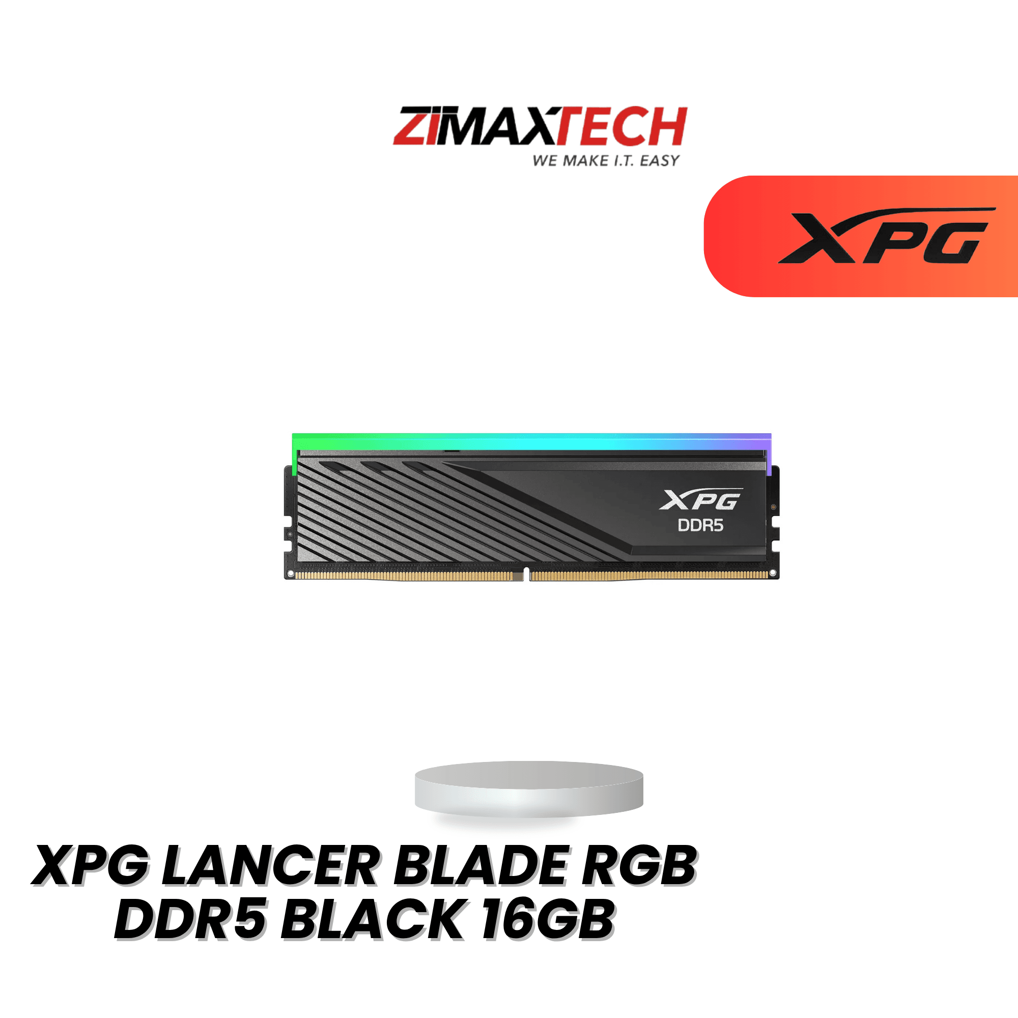XPG LANCER BLADE RGB DDR5 BLACK 16GB 6000MHZ LONGDIMM DESKTOP RAM WITH XMP 3.0, EXPO, AND LIFETIME WARRANTY