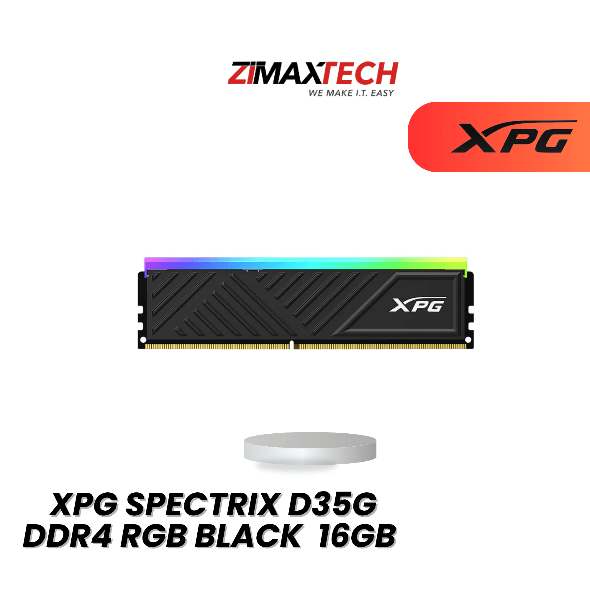 XPG SPECTRIX D35G DDR4 RGB BLACK 16GB 3200MHZ LONGDIMM DESKTOP RAM WITH LIFETIME WARRANTY