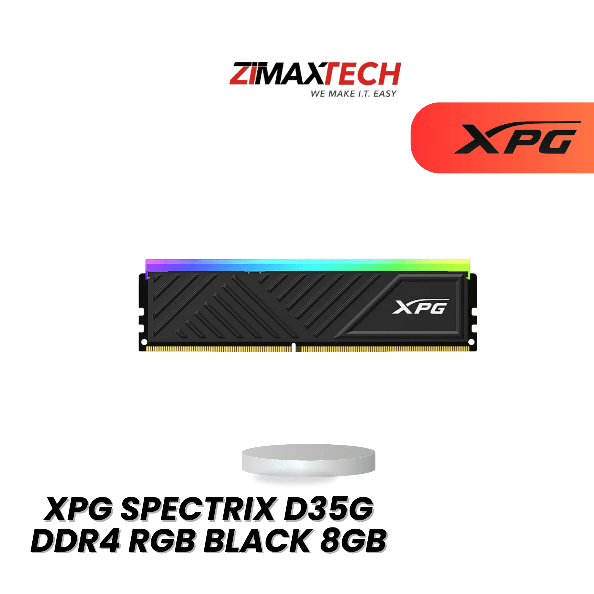 XPG SPECTRIX D35G DDR4 RGB BLACK 8GB 3200MHZ LONGDIMM DESKTOP RAM WITH LIFETIME WARRANTY
