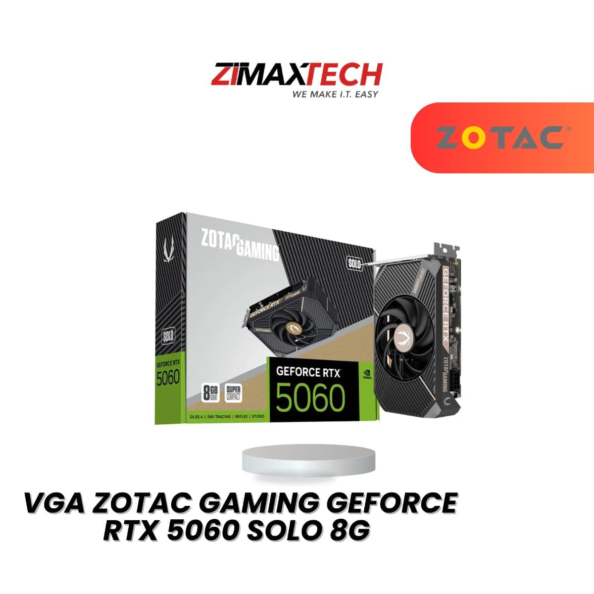 ZOTAC GAMING GEFORCE RTX 5060 SOLO 8GB GDDR7 GRAPHICS CARD WITH 3840 CUDA CORES AND 3+2 YEARS WARRANTY