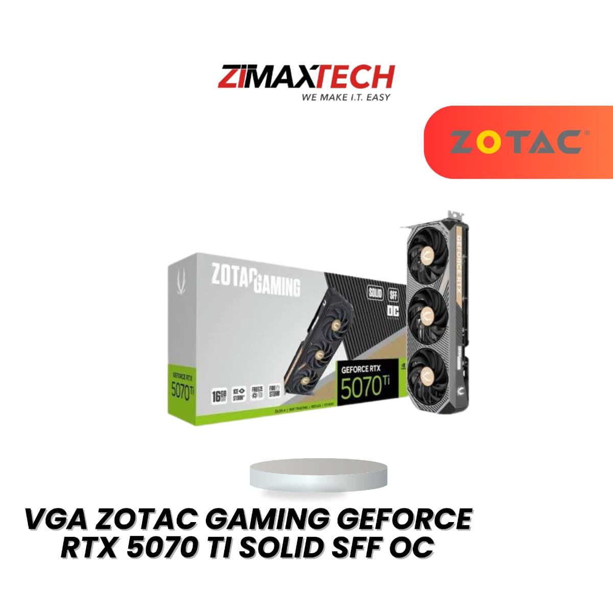 ZOTAC GAMING GEFORCE RTX 5070 TI SOLID SFF OC 16GB GDDR7 GRAPHICS CARD WITH 8960 CUDA CORES AND 3+2 YEARS WARRANTY