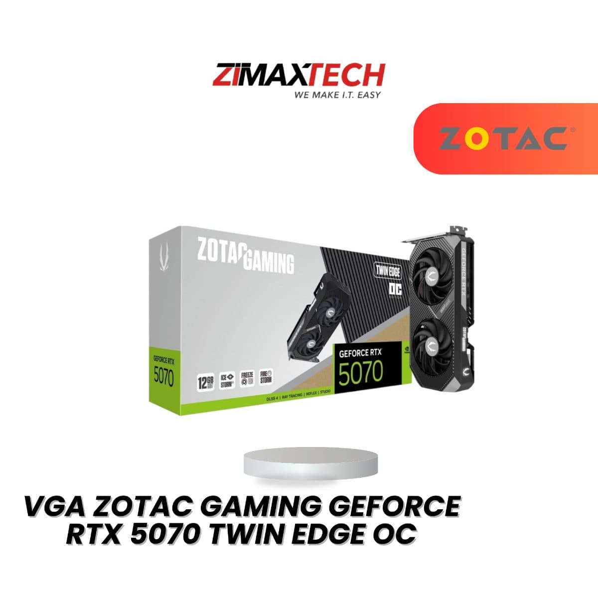ZOTAC GAMING GEFORCE RTX 5070 TWIN EDGE OC 12GB GDDR7 GRAPHICS CARD WITH 6144 CUDA CORES AND 3+2 YEARS WARRANTY